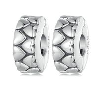 YASHUO Charm a clip, 2 pezzi, distanziatore per braccialetti con charm in argento Sterling 925, perline rotonde per braccialetti con charm, Argento