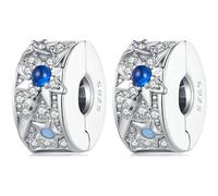 YASHUO Charm a clip, 2 pezzi, distanziatore per braccialetti con charm in argento Sterling 925, perline rotonde per braccialetti con charm, Argento