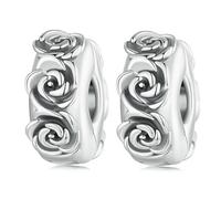 YASHUO Charm a clip, 2 pezzi, distanziatore per braccialetti con charm in argento Sterling 925, perline rotonde per braccialetti con charm, Argento