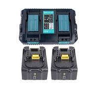 YASI MFG® Caricatore Doppio a 2 Vie e 2 Batterie per Makita 18V 5Ah BL1850 BL1830 BL1840 DC18RA DC18RC DC18RD [Caricatore 7.2V-18V Li-ion con BL1850 5.0 Ah]