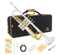 Yasisid Bb - Set di tromba standard per professionisti intermedi, strumento musicale in ottone con custodia rigida, kit di pulizia, bocchino 7C, panno e guanti (cupronickel)