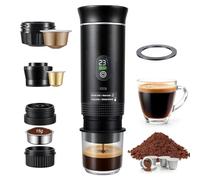 Yaskyly Macchina Caffè Portatile 20 Bar, 3 IN 1 Macchina Espresso Portatile Compatibile con Capsule Piccole/Grandi e Caffè Macinato, Auto-Riscaldamento, Caffettiera Portatile per Viaggi Campeggio Auto