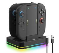 Yaskyly Switch 2 Controller Stazione di Ricarica 4-in-1 Dock di Ricarica per NS Switch 2 Joycons con Luci RGB, Supporta Giochi Durante la Ricarica & 4 Porte di Ricarica, Regalo Accessori per Switch 2