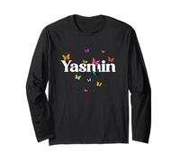 Yasmin - Bellissimo Nome di Ragazza con Farfalle Colorate Maglia a Manica