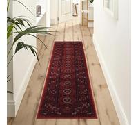 Yasmin - Tappeto tradizionale Bukhara per interni, in morbido tessuto con retro in iuta, classico stile orientale, per soggiorno, camera da letto, corridoio, rosso, 60 x 220 cm
