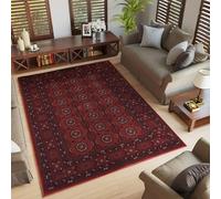 Yasmin - Tappeto tradizionale Bukhara per interni, in morbido tessuto con retro in iuta, classico stile orientale, per soggiorno, camera da letto, corridoio, rosso, 120 x 170 cm