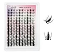 YASNAI - Extension per ciglia finte a grappolo, con curvatura a C, 8-18 mm, 140 pezzi, effetto bagnato, stile anime, ultra sottili, trasparenti