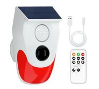 Yasorn RF allarme solare a infrarossi, allarme con sensore di movimento con telecomando, allarme ad alto decibel 120DB, raggio di rilevamento a infrarossi 6 metri/110°, impermeabile IP67, sistema di a