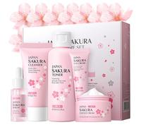 Yasovigi Sakura - Set per la cura della pelle per donne e adolescenti, set da 5 pezzi per la cura della pelle, set regalo da viaggio con detergente e tonico per il viso