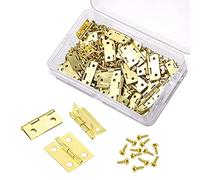YASQZ 50 mini cerniere in ottone, piccole per il fai da te, con 200 viti, cerniere piccole, mini cardini, cerniere in ottone, per armadio, cassapanca in legno, fai da te