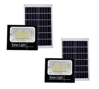 YASTA 2 Pezzi Faro Led Da Esterno Solare 200 Watt Luce Fredda 6500K Luci Solari Da Giardino con Indicatore di Carica Faretto Led Con Pannello Solare Sensore Crepuscolare E Telecomando