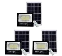 YASTA 3 Pezzi Faro LED 200W con Pannello Solare da Esterno, Luce LED Crepuscolare con Telecomando, Impermeabile IP65, Luce Fredda 6500K, Cavo 4M, per Casa Giardino Viale Garage Cortile