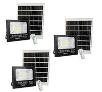 YASTA 3 Pezzi Faro Led da Esterno Con Pannello Solare 200W PRO Faretto Luce Fredda Alta Luminosità Crepuscolare Da Giardino Proiettore Impermeabile IP67 Con Telecomando 6500K