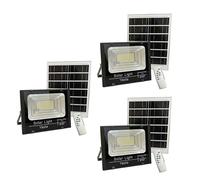 YASTA 3 Pezzi Faro LED Esterno Solare 400W PRO IP67 Impermeabile, Lampione Solare con Pannello Separato e Sensore Crepuscolare, Faretto Alta Luminosità 6500K con Telecomando per Giardino [Cavo 4m]