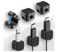 Yasta 6 Pezzi Passacavi Scrivania Fermacavi Adesivi Magnetici Cable Management Organizzatore per cavi di ricarica,USB,PC,HDMI,Elettrodomestici Colore Nero