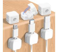 Yasta 6 Pezzi Passacavi Scrivania Fermacavi Adesivi Magnetici Cable Management Organizzatore per cavi di ricarica,USB,PC,HDMI,Elettrodomestici Colore Bianco