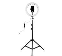 Yasta Anello LED Luminoso 12" Pollici con Treppiedi e Supporto Smartphone | 3 Modalità Luce Bianca (Calda,Naturale,Fredda), 10 Livelli di Luminosità, Asta Telescopica, Supporto Universale Cellulare