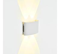 YASTA Applique da Parete Interno Bianca Lampada LED 12W Luce Calda Sopra e Sotto 3000K Moderna per Esterni Balcone Terrazza Patio Porticato Giardino 1200LM IP65 FD-10