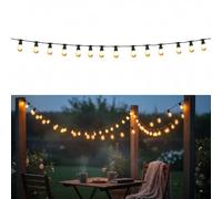 YASTA Catena Luminosa Nera da Esterno 10 Metri con 20 Portalampade E27 Stringa Porta Lampadine IP65 per Lampade Vintage Cavo Decorazioni Giardino, Terrazzo, Patio, Gazebo