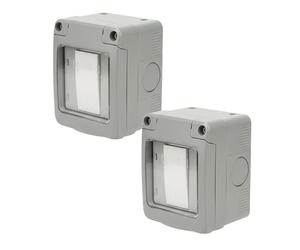 YASTA Coppia Contenitore Stagno 1 Modulo da Esterno IP55 con Sportello e Interruttore Unipolare 16A 250V
