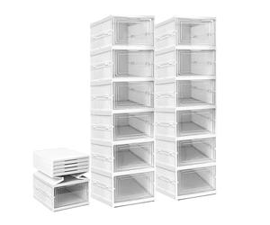 YASTA COPPIA Scarpiera Salvaspazio Slim Plastica Rigida Pieghevole 6 Ripiani Sportello Trasparente Organizer Antipolvere Richiudibile Scatole Porta Scarpe Armadio Camera 35,5P x 25,5l x 105H cm (2pz)