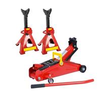 Yasta Cric Idraulico Auto 2T a Carrello + Coppia Cavalletti Auto 3T