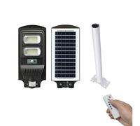 YASTA Lampione Solare Led Da Esterno Giardino 100 Watt Luce Fredda Con Staffa Bianca Faro Stradale Led Con Pannello Solare Luci Sentieri Con Crepuscolare e Sensore di Movimento e Telecomando