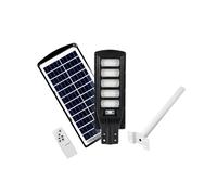 YASTA Lampione Solare Led Da Esterno Giardino 300 Watt Luce Fredda con Staffa Bianca Crepuscolare e Sensore di Movimento con Telecomando Faro led Stradale con Pannello Solare