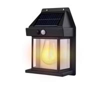 YASTA Luci Solari da Giardino Faretto led da Esterno Solare Lampada da Parete IP65 Impermeabile Con lampadina Lampada con Pannello Solare Nera con Sensore di Movimento e Crepuscolare Luce Calda