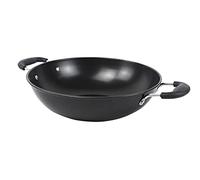 YASTA Padella Wok 32 cm Antiaderente Acciaio Carbonio con Manici Cucina Orientale