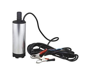 Yasta Pompa Sommersa 12V 60W per Travaso Gasolio Diesel Olio e Acqua Mini Elettropompa Immersione Portatile con Clip a Coccodrillo per Auto, Barca, Camper e Rifornimento