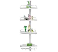 YASTA Scaffale Angolare Doccia Telescopico Salvaspazio Mensole Angolo Vasca Bagno Estensibile Piantana Organizer 225/280cm Bianco