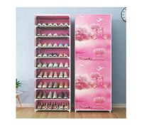 YASTA Scarpiera Salvaspazio Tessuto TNT 10 Ripiani Armadio Scaffale Porta scarpe Verticale Slim con Copertura Antipolvere Rosa Flamingo Organizer Scarpe Mobiletto da Campeggio