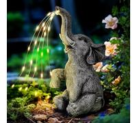 YASTOEEN Statue di Elefanti con Luci Solari Effetto Lrrigazione - Ornamenti da Giardino Decorazioni per Figurine di Elefanti Inaugurazione della Casa per Patio Cortile Prato Portico