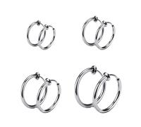YATEICBC 4 Paia Orecchini a Cerchio in Acciaio Inossidabile Piccoli Orecchini a Cerchio Cartilagineo Anelli per Labbra Naso per Uomini e Donne，12mm,14mm,16mm,18mm