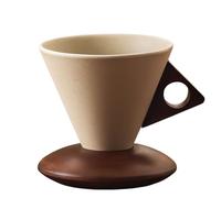 Yately Tazza da caffè in ceramica stile retrò, forma conica con sottotazza e manico in legno, 250ml. Elegante, piccola, per casa, ufficio, bar, ristorante.(A,1 PCS)