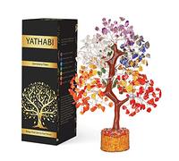YATHABI Bonsai Feng Shui realizzato a mano in filo d'argento dei sette chakra, per attirare energie positive, bilanciamento dei chakra, aura, purificazione, cristallo, decorazione per la casa