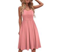 YATHON, Abito Casual da Donna, Senza Maniche, in Cotone, Estivo, da Spiaggia, a Trapezio, con Spalline Sottili, Prendisole con Tasche, XL