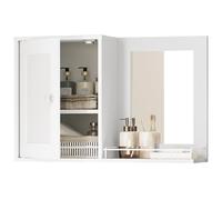 YATINEY Armadietto da parete per medicinali con specchio, specchio da bagno con contenitore, armadietto per medicine, specchio da parete, mensola regolabile, per lavanderia, camera da letto, camper