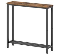 YATINEY Consolle Ingresso, Tavolo da Ingresso, Tavolo Console Stretto a 2 Livelli, Tavolino Dietro Divano, con Struttura in Metallo, per Soggiorno, Ingresso, Corridoio, Marrone Vintage e Nero XCT03BR