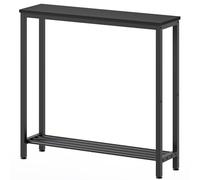 YATINEY Consolle Ingresso, Tavolo da Ingresso, Tavolo Console Stretto a 2 Livelli, Tavolino Dietro Divano, con Struttura in Metallo, per Soggiorno, Ingresso, Corridoio, Nero XCT03BB
