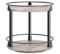 YATINEY Portaspezie Girevole a 2 Livelli, Scaffale Rotondo Industriale, Compatto e Multifunzionale, per Cucina, Tavolo da Pranzo, Toeletta, Scrivania, Grigio Invecchiato e Nero XSR22BG