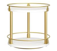 YATINEY Portaspezie Girevole a 2 Livelli, Scaffale Rotondo Industriale, Compatto e Multifunzionale, per Cucina, Tavolo da Pranzo, Toeletta, Scrivania, Bianco e Boro XSR22DW