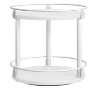 YATINEY Portaspezie Girevole a 2 Livelli, Scaffale Rotondo Industriale, Compatto e Multifunzionale, per Cucina, Tavolo da Pranzo, Toeletta, Scrivania, Bianco XSR22WW