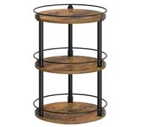 YATINEY Portaspezie Girevole a 3 Livelli, Scaffale Rotondo Industriale, Compatto e Multifunzionale, per Cucina, Tavolo da Pranzo, Toeletta, Scrivania, Marrone Vintage e Nero XSR23BR