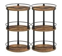YATINEY Portaspezie Girevole a 3 Livelli, Set da 2, Scaffale Rotondo Industriale, Compatto e Multifunzionale, per Cucina, Tavolo da Pranzo, Toeletta, Scrivania, Marrone Vintage e Nero XSR23L2BR