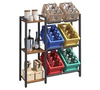 YATINEY Scaffale per Casse di Bevande a 3 Ripiani, Porta 6 Casse di Bevande, Scaffale per Casse di Birra, Bottiglie e Acqua, 111 x 32 x 121 cm per Cucina, Marrone Vintage e Nero XCJ32BR