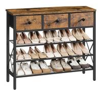 YATINEY Scaffale Portascarpe, Scaffale Scarpiera a 3 Ripiani a Rete e 3 Cassetti in Tessuto Non Tessuto, per 15 Paia di Scarpe, scarpiera metallo, per Ingresso, Corridoio, Armadio, XSS34BR