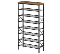 YATINEY Scarpiera a 8 Ripiani, Scaffale Portascarpe, Grande Capacità, Organizzatore Portascarpe, fino a 32 Paia di Scarpe, per Ingresso, Corridoio, Marrone Vintage XSS08BR