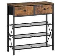 YATINEY Scarpiera, Scaffale Scarpiera a 3 Ripiani a Rete e 2 Cassetti in Tessuto Non Tessuto, per 16 Paia di Scarpe, per Ingresso, Corridoio, Armadio, Marrone Vintage e Nero XSS24BR